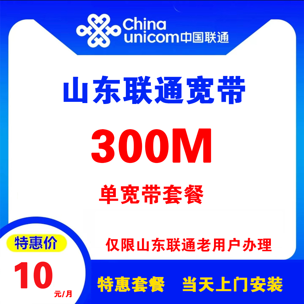 山东联通10元300M宽带 （单宽带）