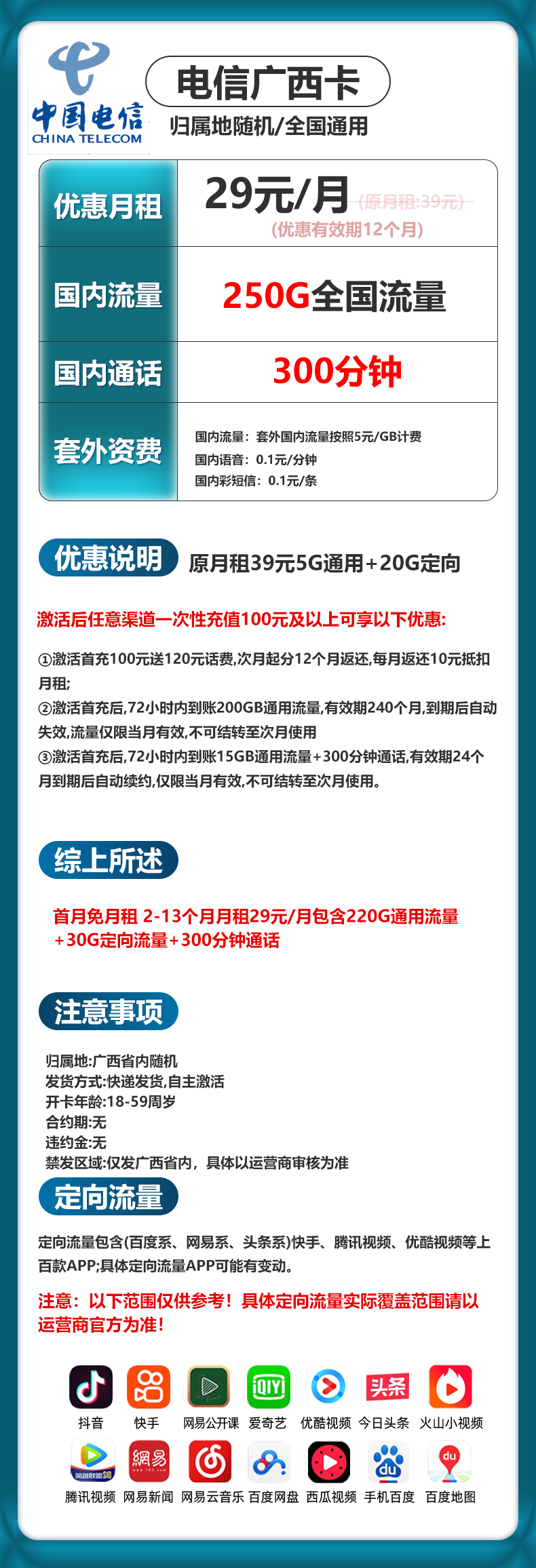 广西电信【29元250G+300分钟】 详情图 1