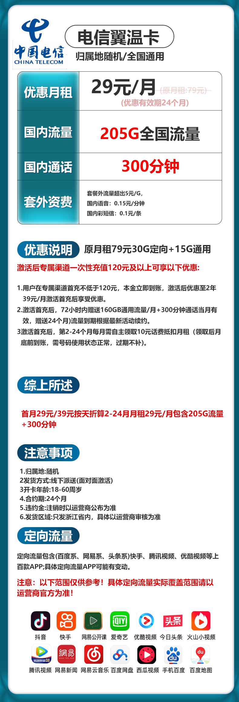 浙江电信【29元205G+300分钟】 详情图 1