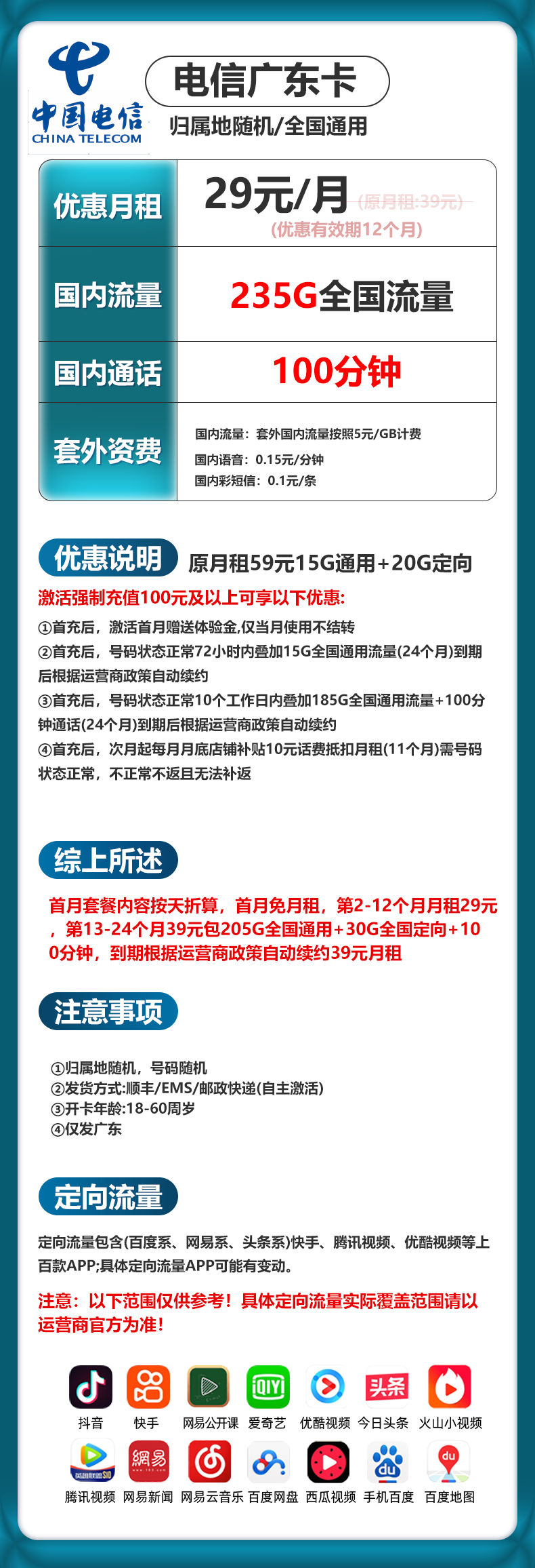 广东电信【29元包235G+100分钟】 详情图 1