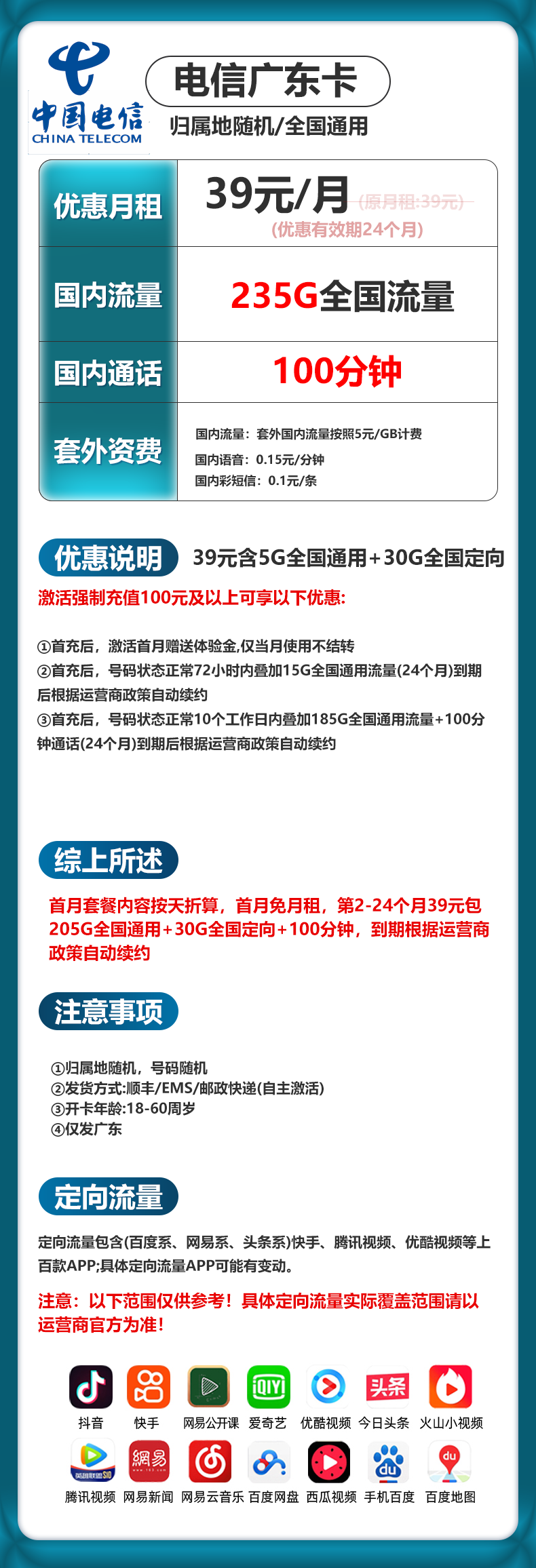 广东电信【39元包235G+100分钟】 详情图 1