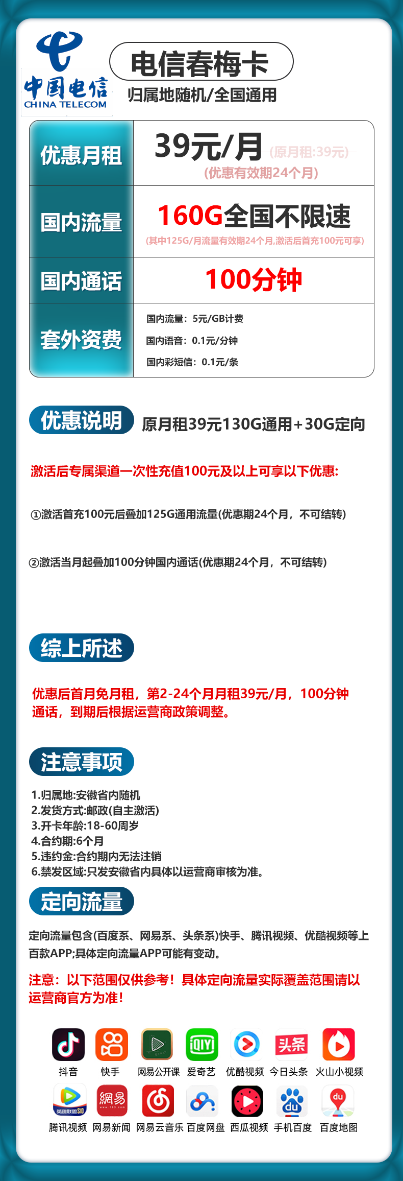 安徽电信【39元160G+100分钟】 详情图 1