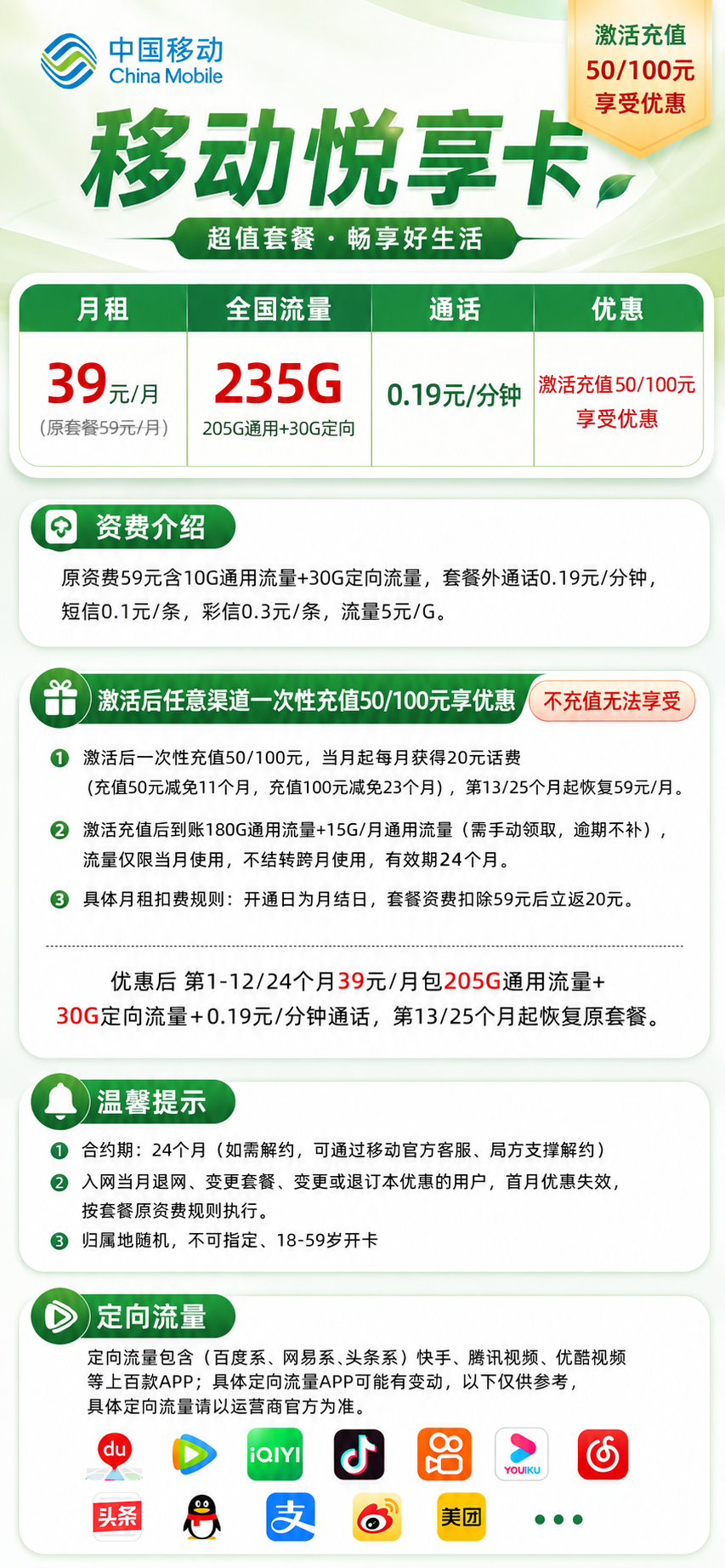 广东移动【39元235G流量+0.19元/分钟】 详情图 1