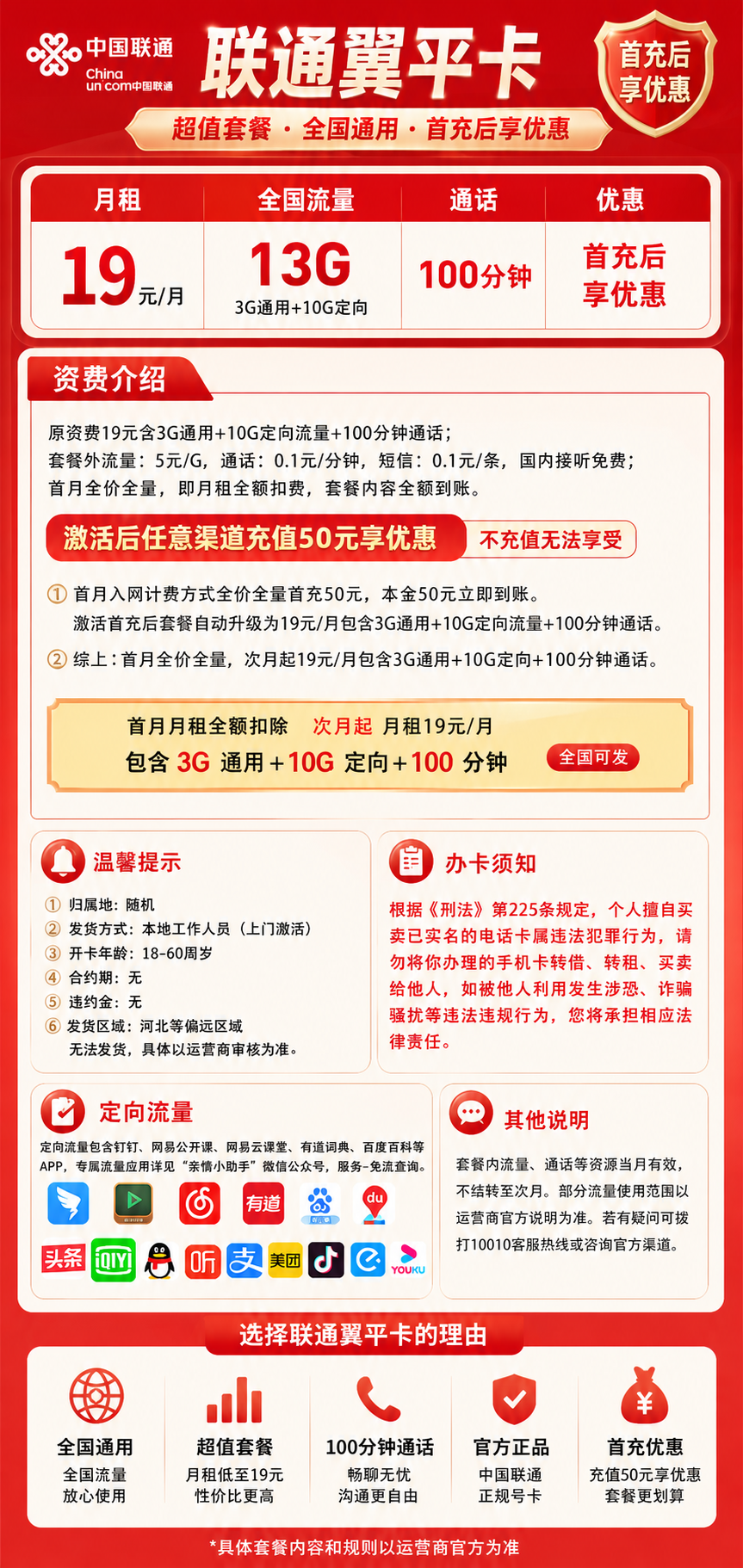 联通翼平卡【19元13G】 详情图 1