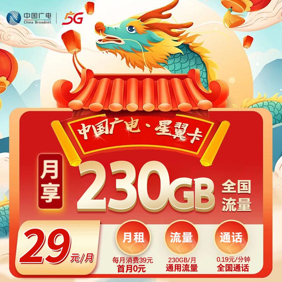 广电星翼卡【首年29元230G】