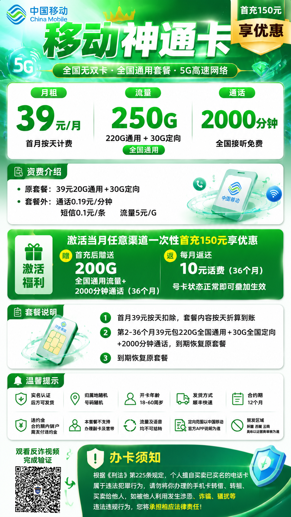 移动神通卡【39元250G+2000分钟】 详情图 2