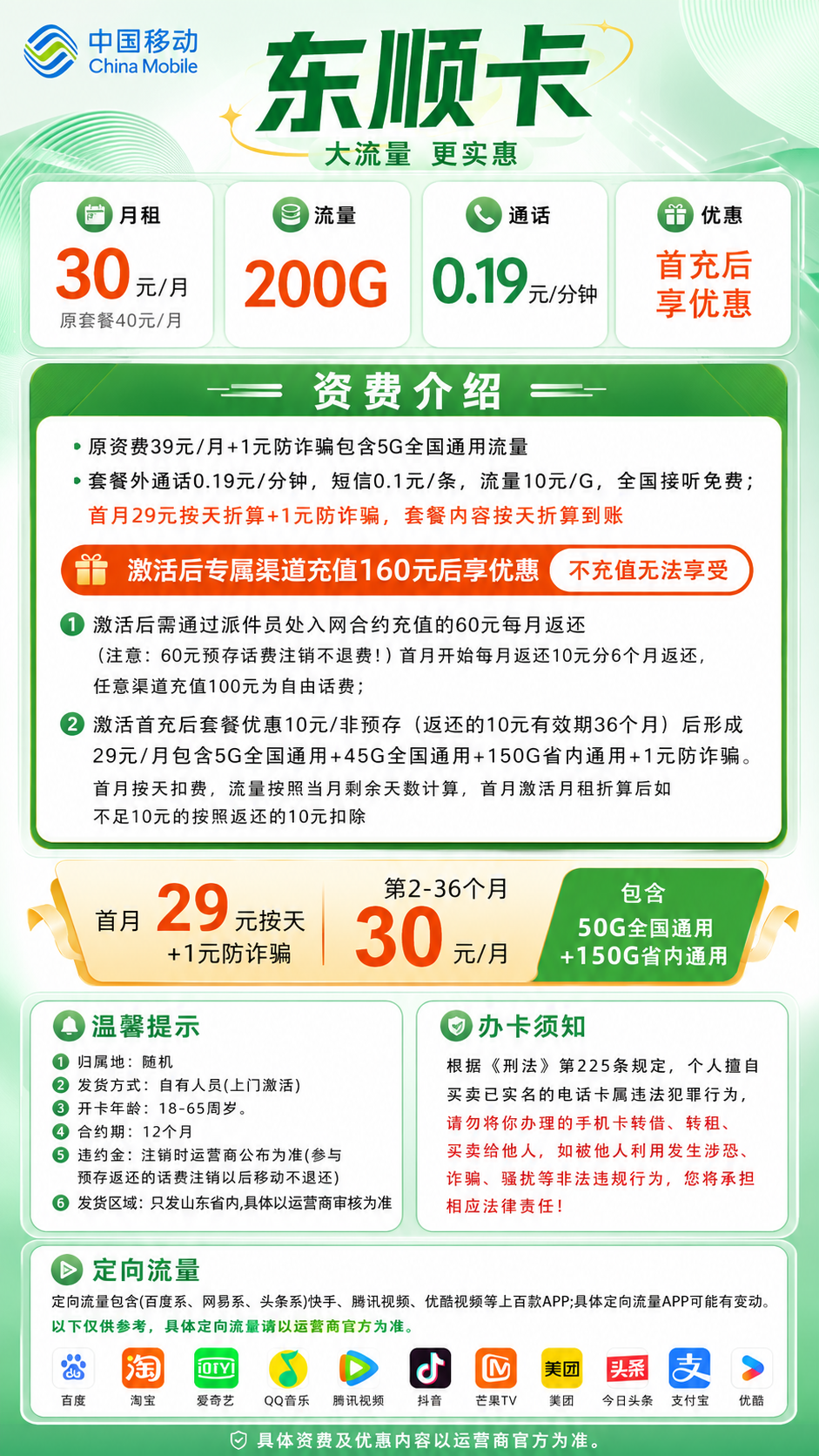 山东移动【30元200G】 详情图 1