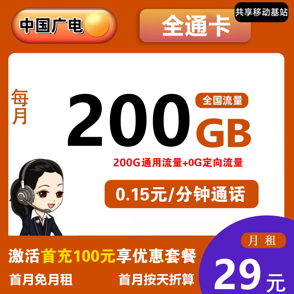 广电全通卡[发全国]渠道套餐图