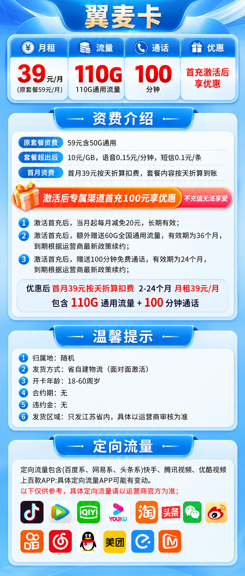 新江苏电信【39元110G+100分钟】 详情图 1